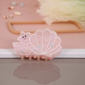 Pinza per capelli a conchiglia e stella marina rosa con glitter scintillanti - Rosa Tenue Conchiglia 7.6cm