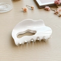 Elegant white mother-of-pearl cloud hair claw clip with glossy wave design for women - White Cloud