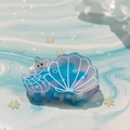 Molla per capelli con conchiglia e stella marina sfumata blu-viola per accessori donna - Blu da Sogno Conchiglia 7.6cm