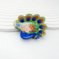 Peacock shaped acrylic hair claw clip with colorful marble pattern and blue green resin finish - Peacock Style / 7.6CM