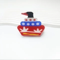 Colorful cruise ship acrylic hair claw clip with vibrant nautical theme design - Red Boat 7.7cm