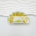 Graziosa pinza per capelli in acrilico bianco con motivi di ananas gialli - Ananas (83 Cm)