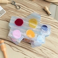 Irregular acetate hair claw with colorful paint palette design and marble texture - Striped Blue Palette Style