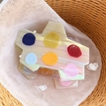 Artistic acetate hair claw clip with colorful polka dots in cream color palette - Striped Beige Palette Style