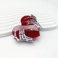 Red glitter heart hair claw clip with white skeleton hand design for Halloween - Heart / 5.7cm