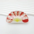 Pince à cheveux demi-lune en acrylique avec motifs de pommes sur base blanc cassé - Style Translucide-Pomme