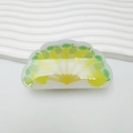 Pince à cheveux demi-lune translucide avec motif imprimé citron jaune et feuilles - Style Translucide-Citron