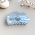 Cloud-shaped hair claw clip in light blue marble pattern with a hollow wave design - Blue Cloud