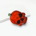 Halloween orange pumpkin skull hair clip accessory in glossy acrylic finish - Skull