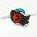 Halloween pumpkin reaper hair claw clip in orange and black acrylic with blue scythe - Scythe Pumpkin