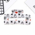 Pinza per capelli quadrata bianca Halloween in acetato con motivi a fantasma e ragnatela - 8.3cm / Base Bianca Fantasma Cuore