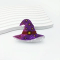 Wizard hat hair claw clip with purple marble texture and yellow stars for Halloween - Mage Hat