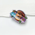 Halloween purple hair claw clip with spooky pumpkin cold drink acrylic design - Pumpkin Floral Drink (Orange)