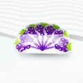 Pince à cheveux en éventail avec motifs de raisins violets sur surface blanche polie - Style Couleur Unie-Raisin