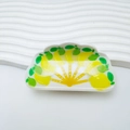 Pince à cheveux éventail avec motif citron mignon et bords ondulés jaune et vert - Style Couleur Unie-Citron