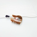 Brown wooden texture guitar shaped hair claw clip with musical instrument design - 8.9CM / Brown Guitar Style