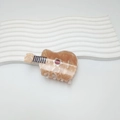 Elegant amber guitar shaped hair claw clip with floral detail and pearlescent finish - 8.9CM / Floral Guitar Style