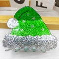 Weihnachtsmütze Haarklammer mit grünem und silbernem Glitzer-Acryl für Damen - Weihnachtsmütze (ca. 7,2 cm)