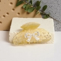 Pinza per capelli giallo pallido con fiocco, strass e design opaco elegante - Giallo