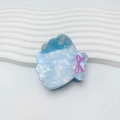 Pinza per capelli a conchiglia blu marmorizzata con fiocco rosa e decoro marino - Conchiglia Blu