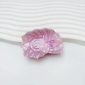 Pinza per capelli a conchiglia rosa perlata con linee viola e decorazioni a stella - Conchiglia Rosa