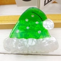 Weihnachtsmütze Haarklammer mit grüner Marmorierung und funkelnden Strasssteinen - Weihnachtsmütze 2 (ca. 7,2 cm)
