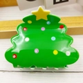 Grüne Weihnachtsbaum Haarklammer mit bunten Punkten und Sternen für dickes Haar - Weihnachtsbaum 3 (ca. 7,5 cm)