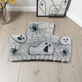 Glitzernde silberne Halloween Haarklammer mit weißen Geistern und schwarzen Spinnennetzen - Silber Gespenst Spinnennetz Stil
