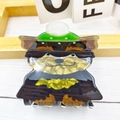 Haarklammer Yorkshire Terrier aus Acetat mit grünem Hut und goldenem Innenfutter - Hund mit grünem Hut 3 (ca. 7 cm)