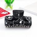 Halloween ghost and spider web claw clip with glitter finish for spooky hair styling - Black Ghost Spiderweb Style