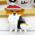 Süße Hunde-Haarklammer mit Weihnachtsmütze und Strasssteinen, festlicher Haarschmuck - Schwarz-weißer Hund 3 (ca. 7,1 cm)