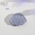 Elegante pinza de concha morada para el pelo con acabado aurora y diamantes - Concha Rhinestone Azul Niebla (7.1cm)
