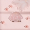Pink shimmering shell hair claw clip with rhinestones and iridescent finish - Soft Pink Rhinestone Shell (7.1cm)
