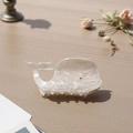 Pearlescent white whale hair claw clip with pink accents and shimmering finish on wood - Moonlight White Whale (9.9cm)