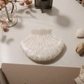 Elegant pearl white shell hair claw clip with shimmering finish and glitter inlay - Moonlight White Shell (7.6cm)