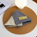 Fermaglio per capelli a righe blu in tessuto con patch sorridente su stuoia - 12.5CM / Righe a Contrasto Grigio