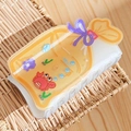 Pinza para el pelo amarilla con dibujo de cangrejo y lazo violeta para peinados - Amarillo 8.3cm