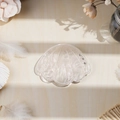 Pearly white seashell hair claw clip with rhinestones on a rustic wooden surface - Moonlight White Rhinestone Shell (7.1cm)