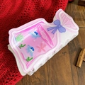 Pince à cheveux rose en forme de sac avec tortue de mer et nœud papillon violet - Rose Clair 8.21cm