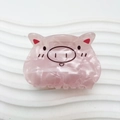 Simpatica molletta per capelli a forma di maiale rosa con texture in acrilico - Maiale (Pig 5cm)