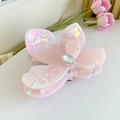 Schillernde rosa Schmetterling Haarklammer mit Kristallstein-Detail für Damen - Irisierendes Rosa-Klein 5.7cm