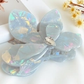 Iridescent light blue butterfly hair claw clip with crystal and pearlescent laser finish - Iridescent Blue-Large 9.3cm