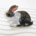 Pinza per capelli a forma di coniglio in acetato bianco con motivo marmorizzato - Coniglio (Rabbit 7.5cm)