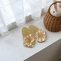 Transparent yellow jelly sandals with yellow and purple checkered flower decoration - Yellow Flower
