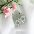 Jelly green plaid flower hair clips set for women showing translucent checkered design - Green Flower
