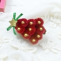 Barrette de Noël mignonne en baie rouge faite main avec nœud vert et étoile dorée - Bordeaux