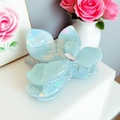 Iridescent light blue butterfly hair claw clip with crystal droplet embellishment - Iridescent Cyan-Small 5.7cm
