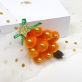 Pince à cheveux fleur en crochet orange avec nœud vert et étoile dorée festive - Orange