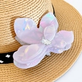 Iridescent lavender flower hair claw clip with central rhinestone and glossy finish - Iridescent Purple-Small 5.7cm