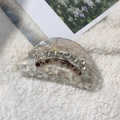 Luxurious iridescent pumpkin hair claw clip with rhinestones on white faux fur background - Semi-circle / 9.7cm / Iridescent Gray